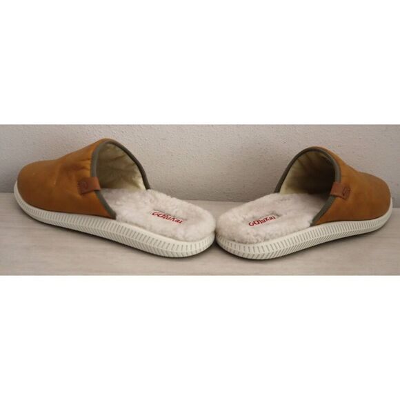 OluKai 10502 Men’s Sz 11 Gold Mua \'Ili Leather/Shearling Lined Slippers main image 4